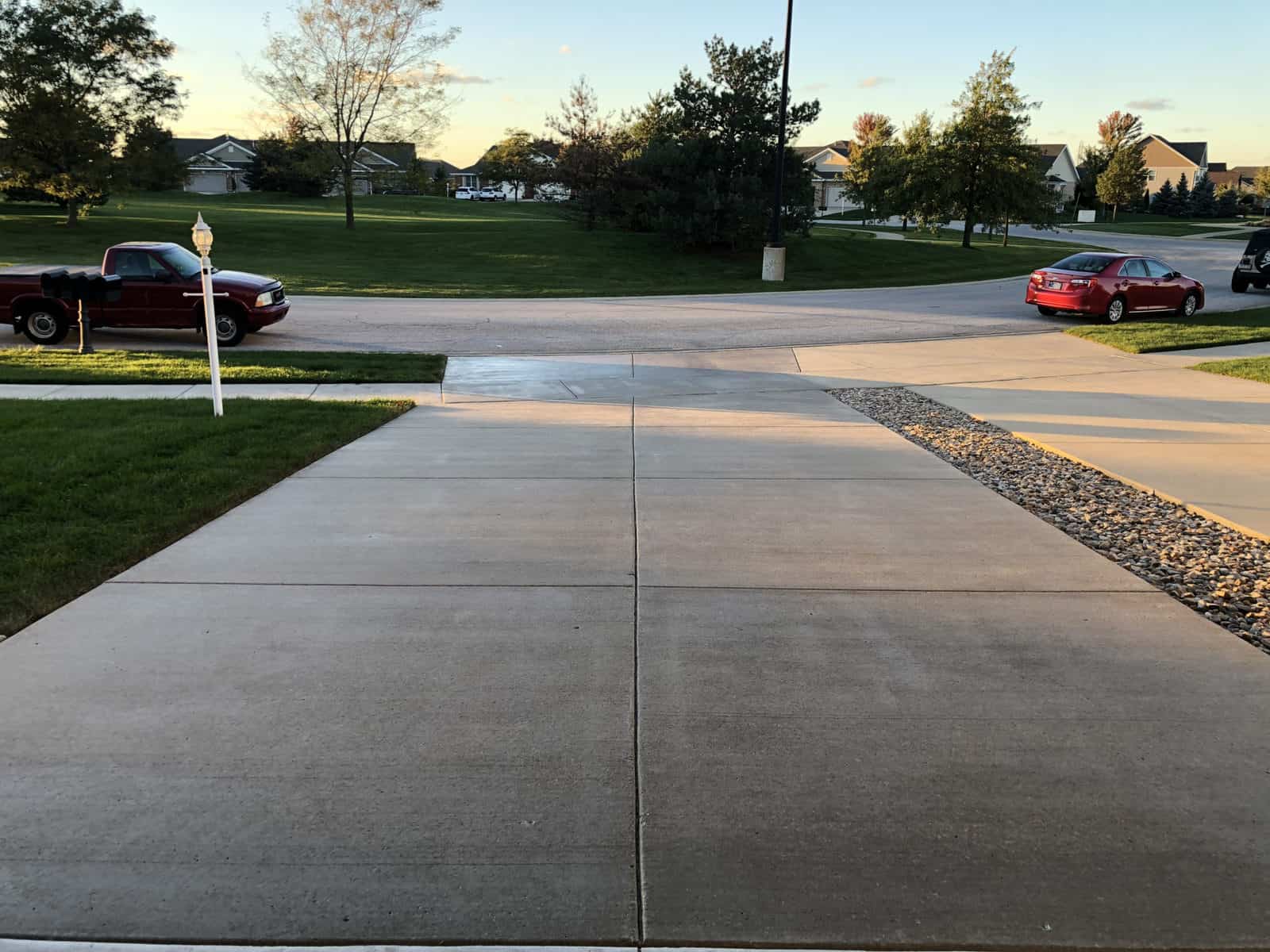 Clean concrete driveway