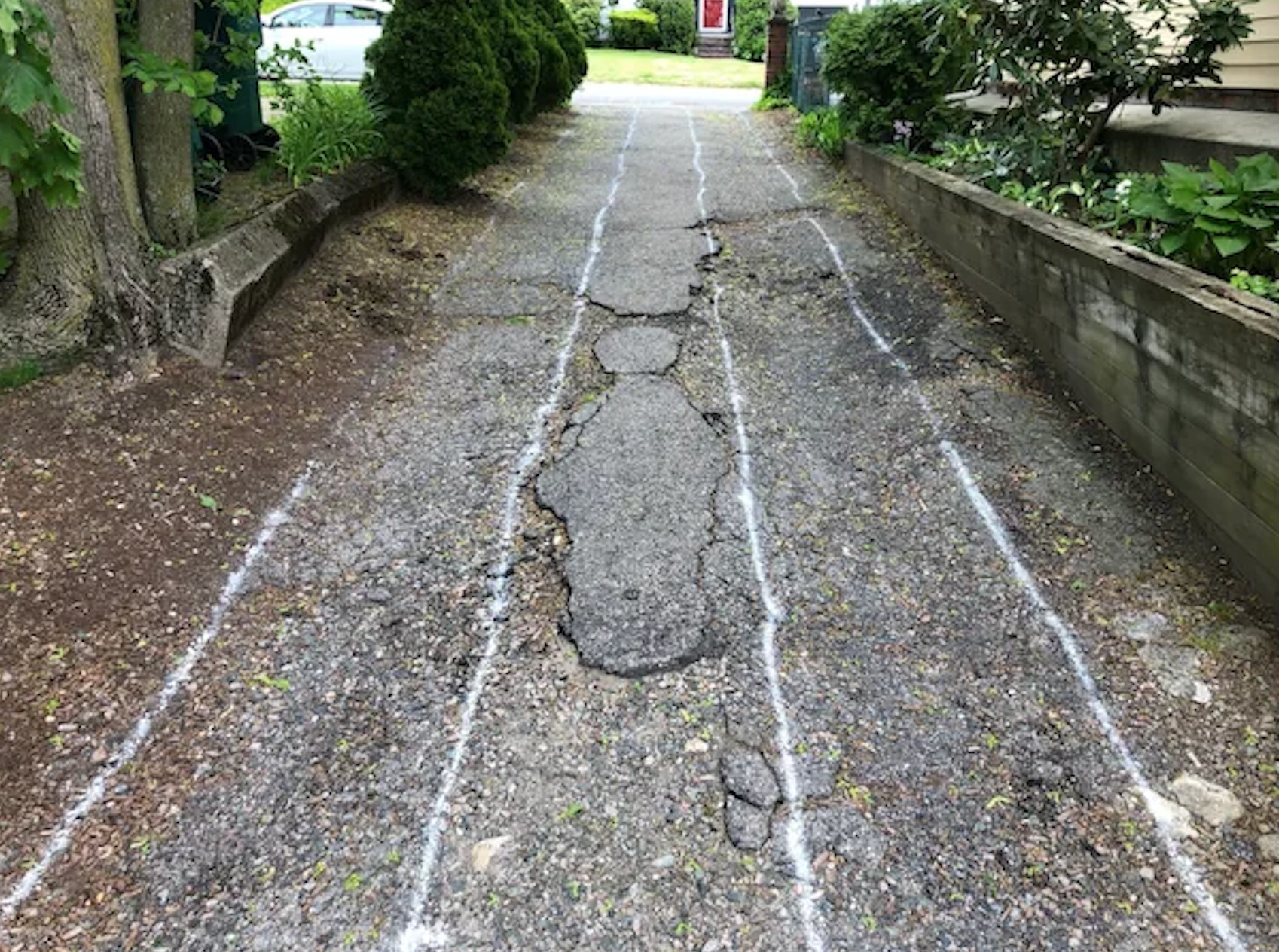 Neglected concrete showing damage and stains